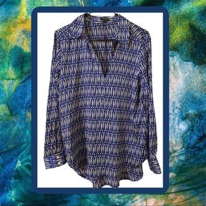 Ann Taylor button down blouse. Blue & white.